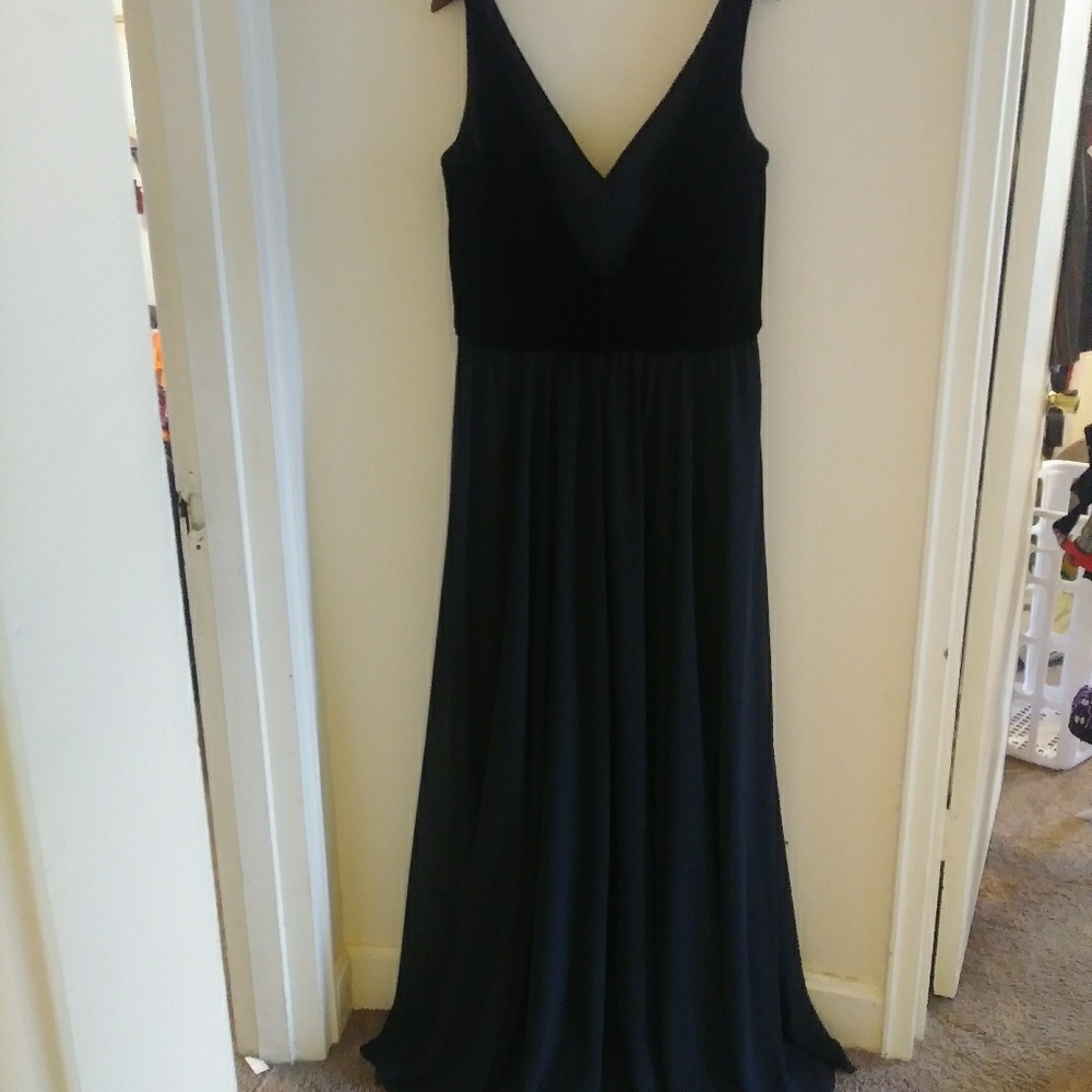 Morilee black velvet and chiffon gown